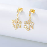 Zircon Snowflake Series Silver Drop Earrings for Women
